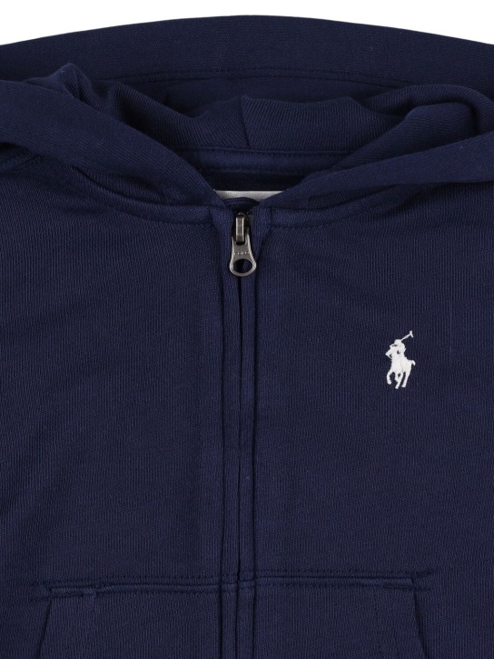 Polo Ralph Lauren: Logo embroidery cotton hoodie - Dark Blue - kids-boys_1 | Luisa Via Roma