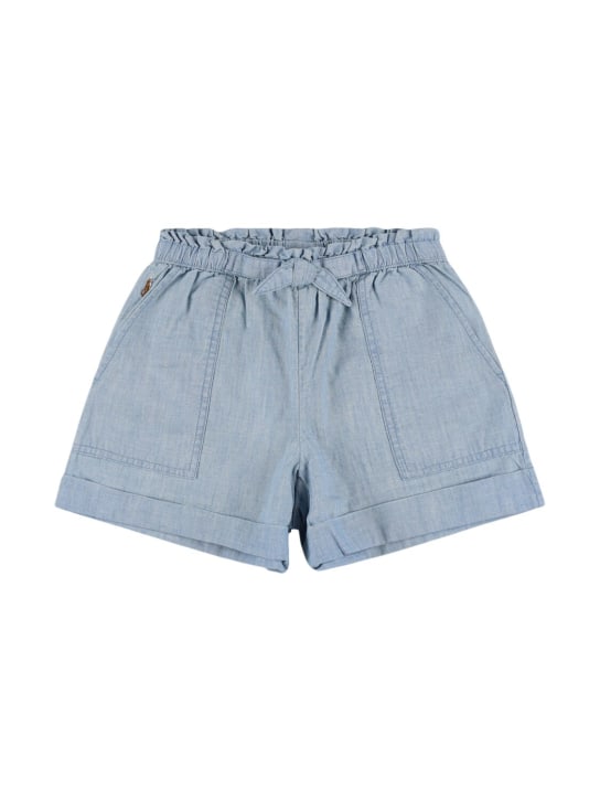 Polo Ralph Lauren: Cotton chambray shorts - Light Blue - kids-girls_0 | Luisa Via Roma