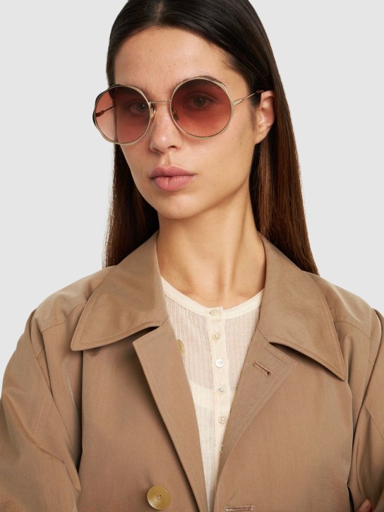 Chloé: Scallop line round metal sunglasses - Gold/Orange - women_1 | Luisa Via Roma