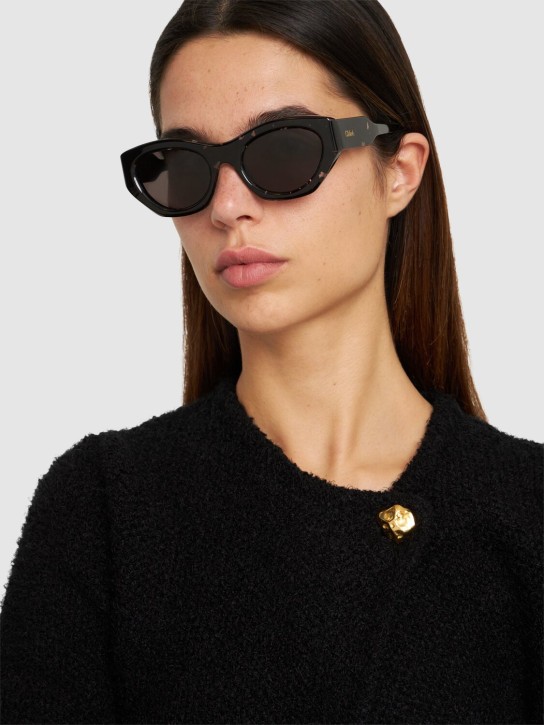Chloé: Gayia cat-eye bio-acetate sunglasses - Black/Grey - women_1 | Luisa Via Roma