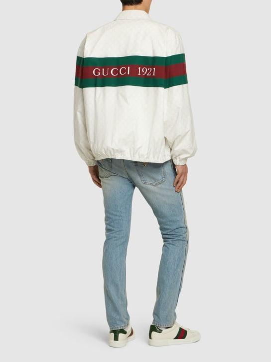 Gucci: Veste en coton imprimé GG - Blanc/Multi - men_1 | Luisa Via Roma