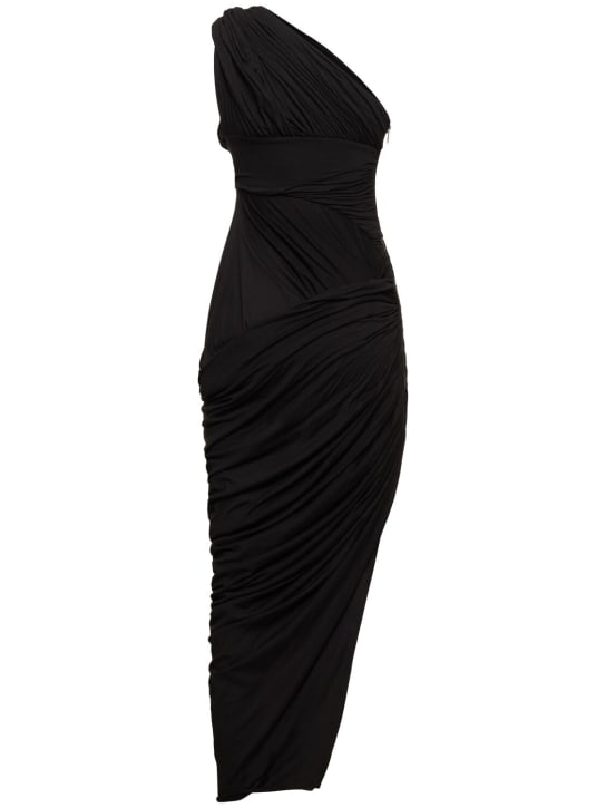 Rick Owens: Lido draped cotton asymmetric midi dress - women_4 | Luisa Via Roma