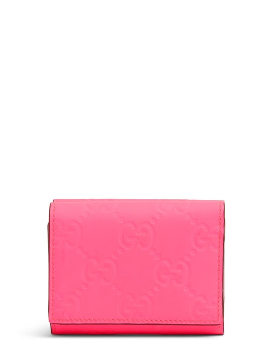 Gucci: Rubberized leather GG wallet - Neon Fuchsia - women_0 | Luisa Via Roma