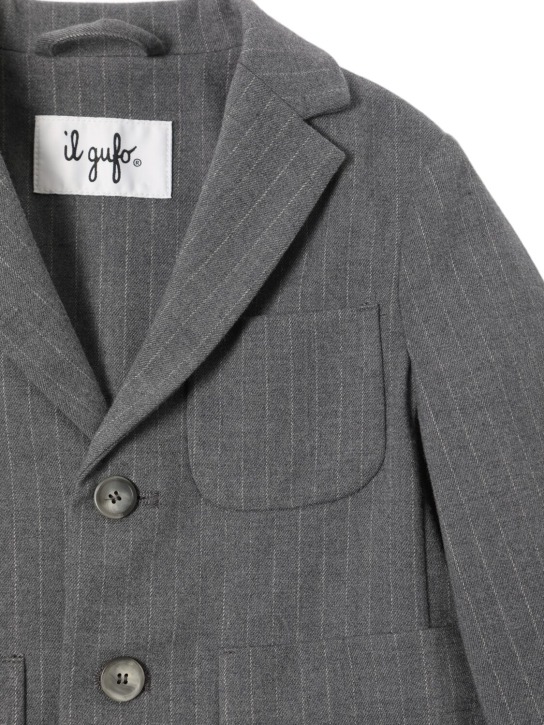 Il Gufo: Viscose blend pinstripe jacket - Grey - kids-boys_1 | Luisa Via Roma