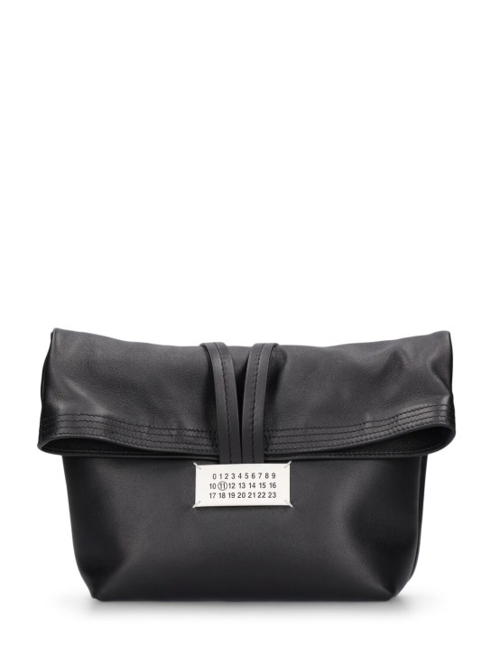 Maison Margiela: Soft leather clutch bag - Siyah - men_0 | Luisa Via Roma
