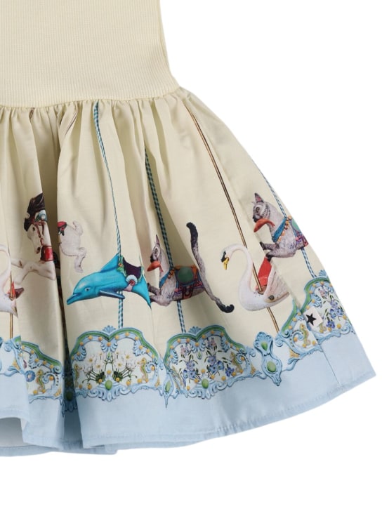 Molo: 有机棉混纺平纹针织连衣裙 - 米白色 - kids-girls_1 | Luisa Via Roma