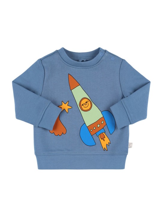 Stella Mccartney Kids: Printed cotton sweatshirt - Mavi - kids-boys_0 | Luisa Via Roma
