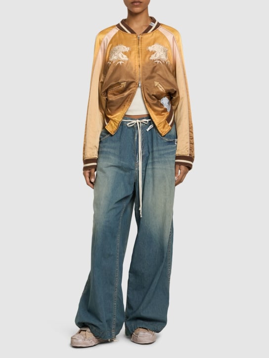 Mihara Yasuhiro: Cropped souvenir jacket - Brown/Gold - women_1 | Luisa Via Roma