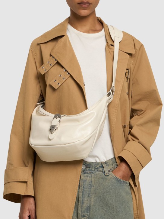 Marge Sherwood: Medium Belted leather hobo bag - Cream Glossy - women_1 | Luisa Via Roma