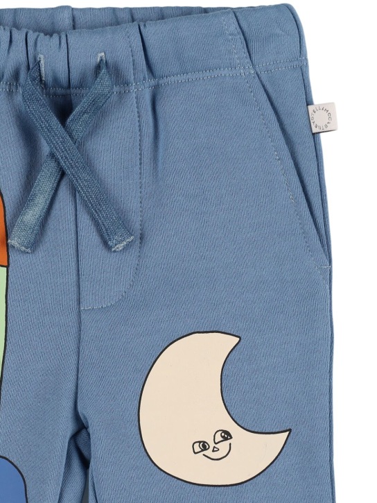 Stella Mccartney Kids: Pantaloni in felpa di cotone stampata - Blu - kids-boys_1 | Luisa Via Roma