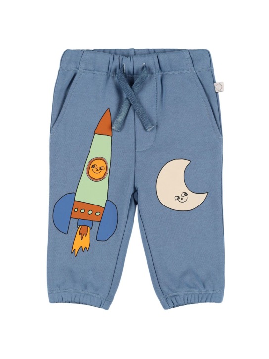 Stella Mccartney Kids: Pantaloni in felpa di cotone stampata - Blu - kids-boys_0 | Luisa Via Roma
