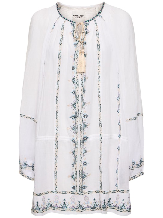 Marant Etoile: Parsley cotton mini dress - Beyaz - women_0 | Luisa Via Roma