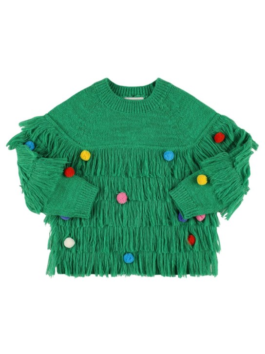Stella Mccartney Kids: Suéter de punto de techno reciclado - Verde - kids-girls_0 | Luisa Via Roma
