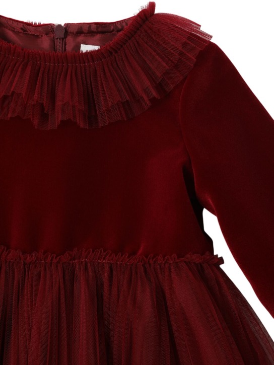 Il Gufo: Velvet & tulle party dress - Kırmızı - kids-girls_1 | Luisa Via Roma