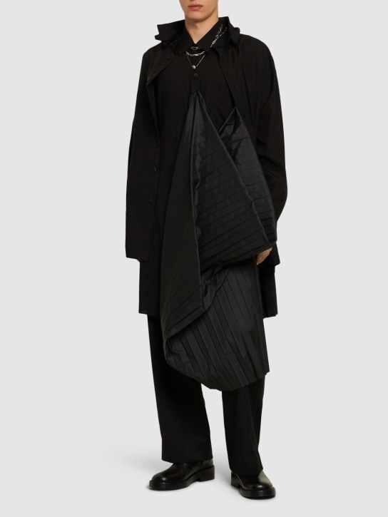 Yohji Yamamoto: Camicia U-long con plastron - Nero - men_1 | Luisa Via Roma