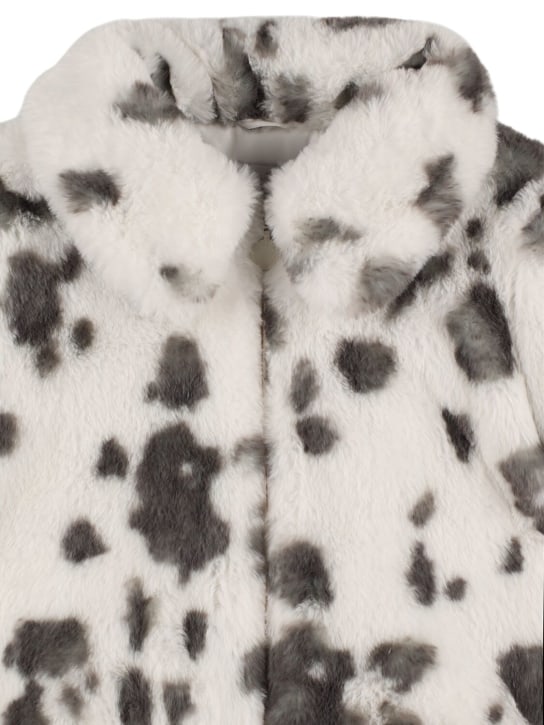 Stella Mccartney Kids: Printed faux fur coat - White/Grey - kids-girls_1 | Luisa Via Roma