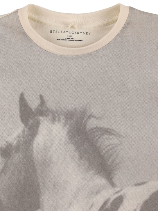 Stella McCartney Kids: Printed cotton jersey t-shirt - Beige - kids-girls_1 | Luisa Via Roma