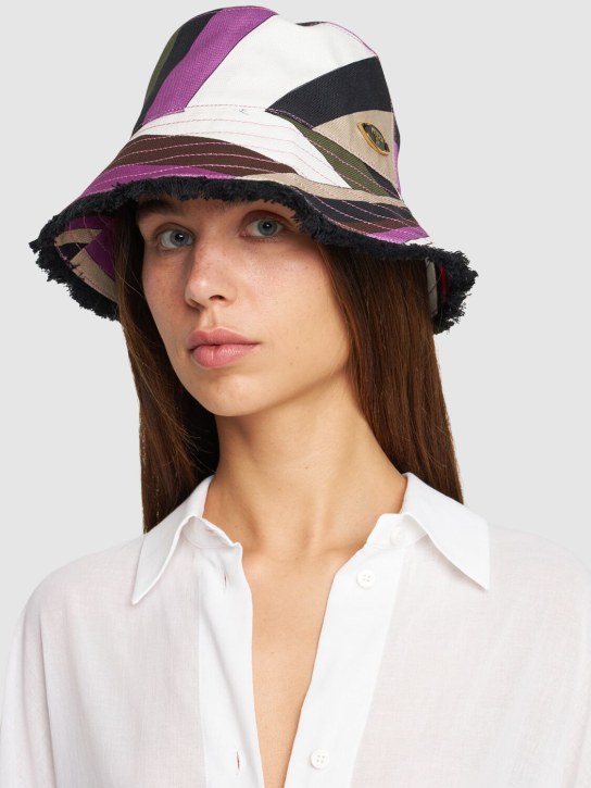 Pucci: Cotton canvas bucket hat - Fuchsia/Khaki - women_1 | Luisa Via Roma