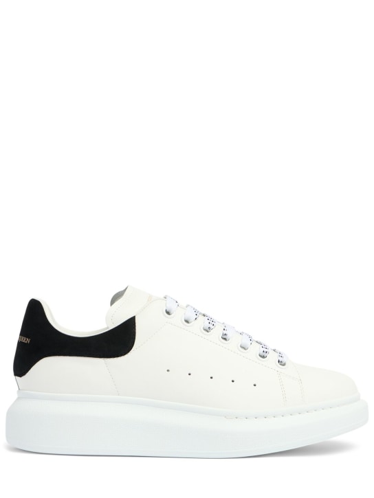 Alexander McQueen: 45mm Leather sneakers - White/Black - women_0 | Luisa Via Roma