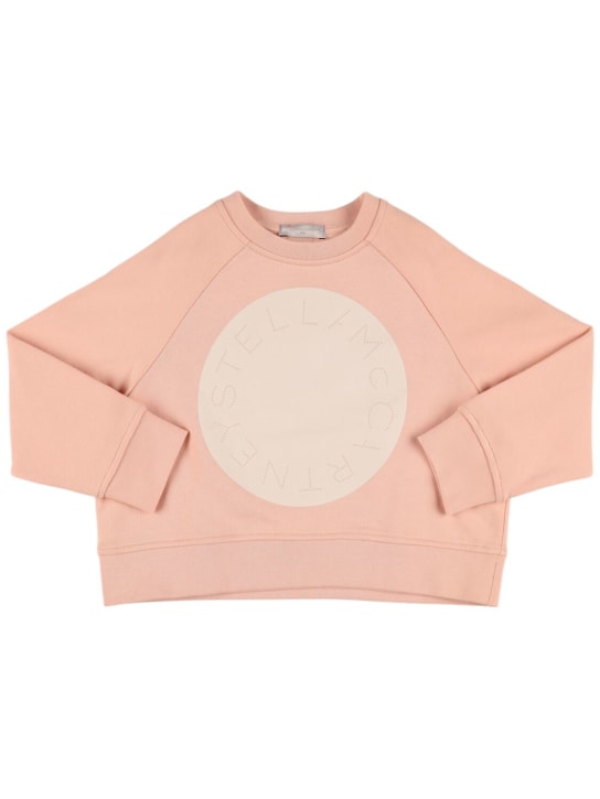 Stella Mccartney Kids: Logo cotton sweatshirt - Pink - kids-girls_0 | Luisa Via Roma