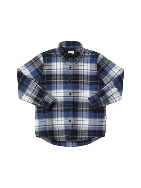 Il Gufo: Check print cotton flannel shirt - Blue/Multi - kids-boys_0 | Luisa Via Roma