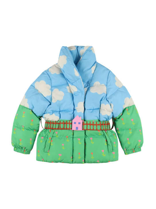 Stella Mccartney Kids: Printed puffer jacket w/ belt - Renkli - kids-girls_0 | Luisa Via Roma