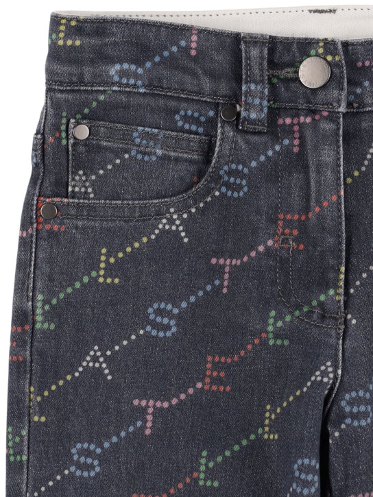 Stella Mccartney Kids: Pantalones de denim de algodón estampados - Gris/Multicolor - kids-girls_1 | Luisa Via Roma