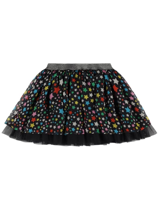 Stella Mccartney Kids: Printed georgette skirt - Black/Multi - kids-girls_0 | Luisa Via Roma