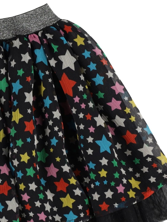 Stella Mccartney Kids: Printed georgette skirt - Black/Multi - kids-girls_1 | Luisa Via Roma