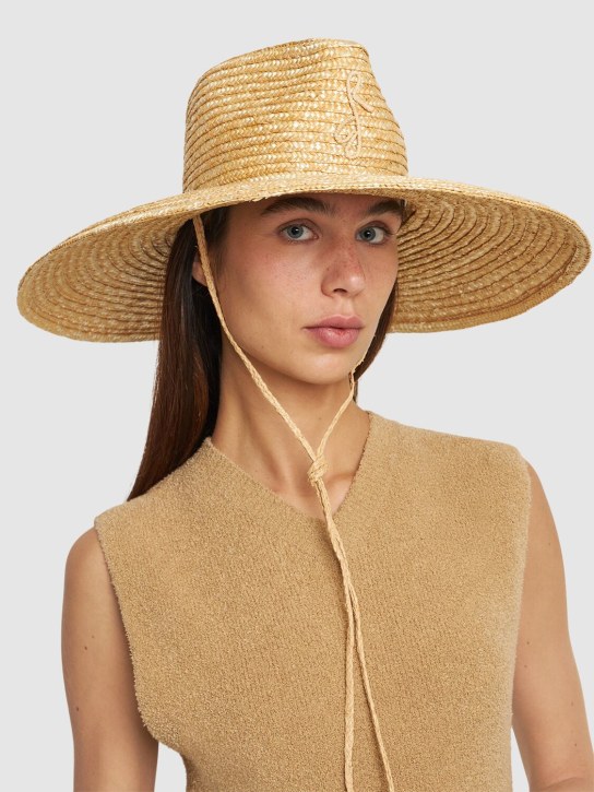 Ruslan Baginskiy: Monogram embellished straw hat - Natural - women_1 | Luisa Via Roma