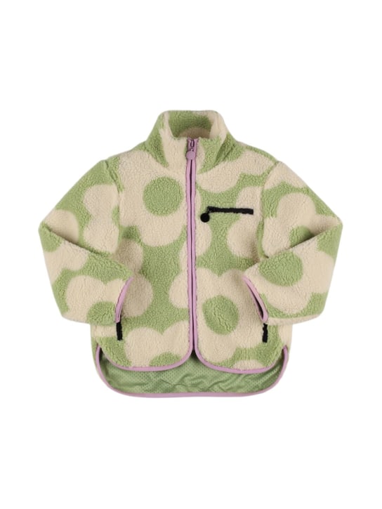 Stella Mccartney Kids: Printed teddy fleece jacket - Yeşil/Beyaz - kids-girls_0 | Luisa Via Roma