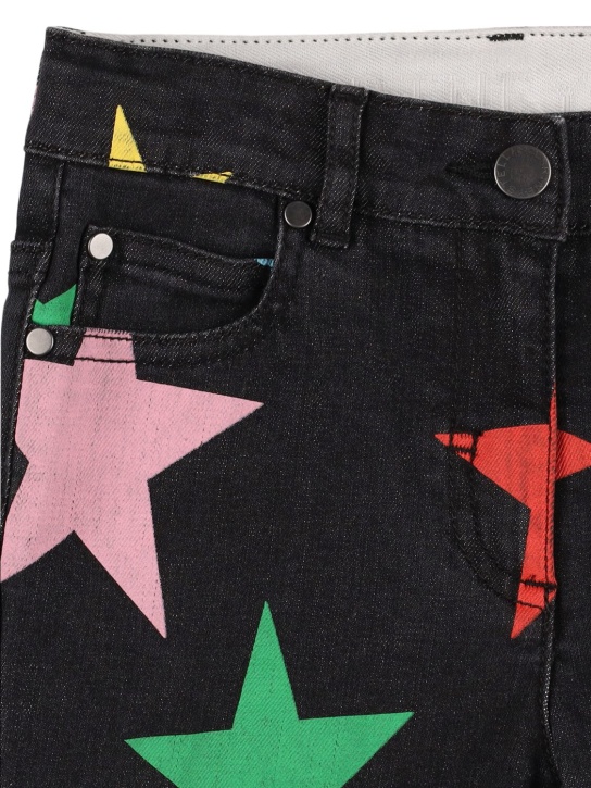 Stella Mccartney Kids: Pantalones de denim de algodón estampados - Negro/Multi - kids-girls_1 | Luisa Via Roma