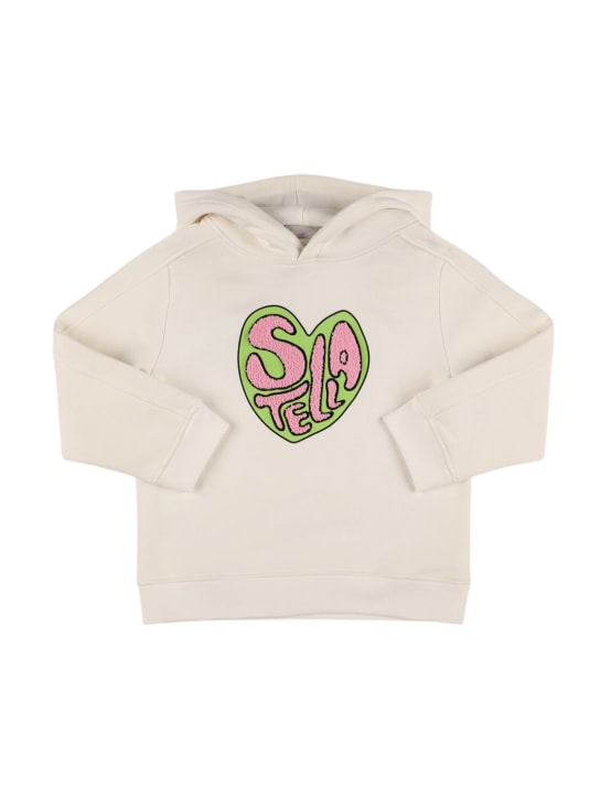 Stella Mccartney Kids: Cotton hoodie w/terry detail - Beyaz - kids-girls_0 | Luisa Via Roma