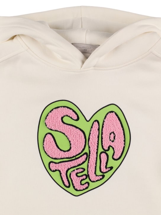 Stella Mccartney Kids: Cotton hoodie w/terry detail - Beyaz - kids-girls_1 | Luisa Via Roma