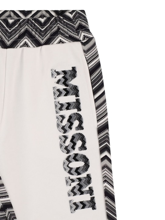 Missoni: Pantalon en jersey de coton imprimé - Blanc/Noir - kids-girls_1 | Luisa Via Roma