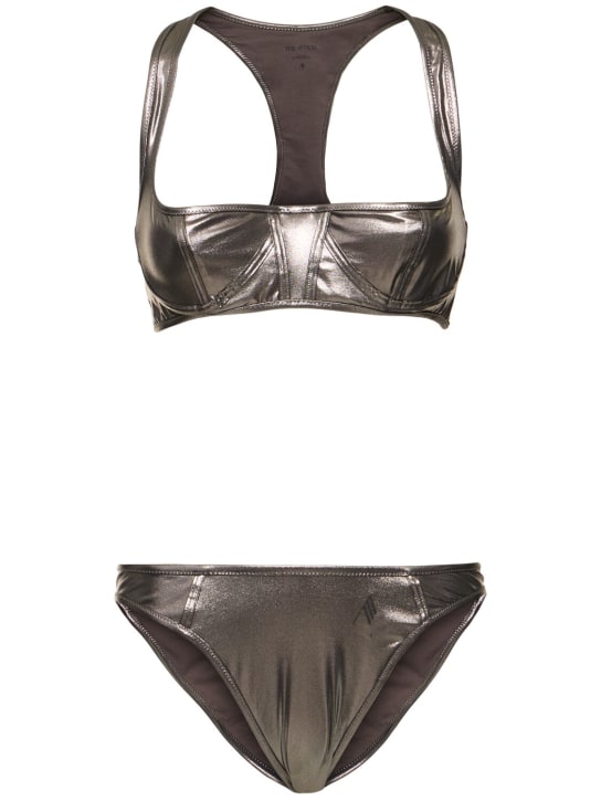 The Attico: Balconette-Bikini aus Lycra - Dunkles Silber - women_0 | Luisa Via Roma
