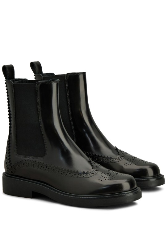 Tod's: 20mm Patent leather ankle boots - Black - women_1 | Luisa Via Roma