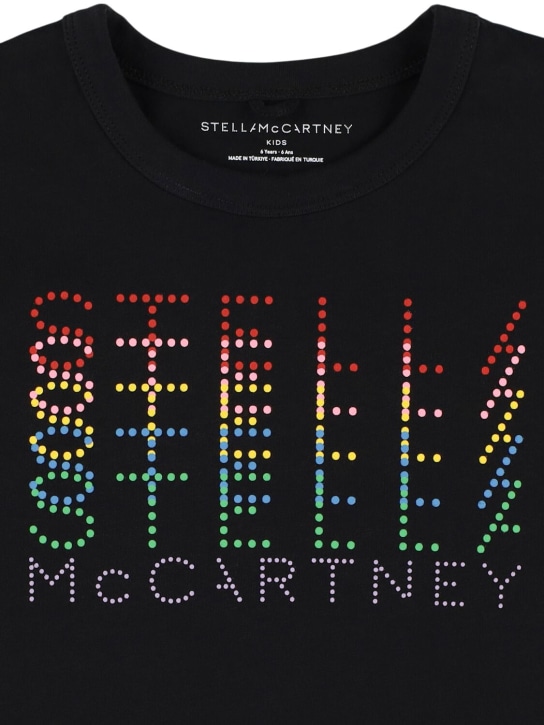 Stella Mccartney Kids: 프린티드 코튼 저지 티셔츠 - 블랙 - kids-girls_1 | Luisa Via Roma
