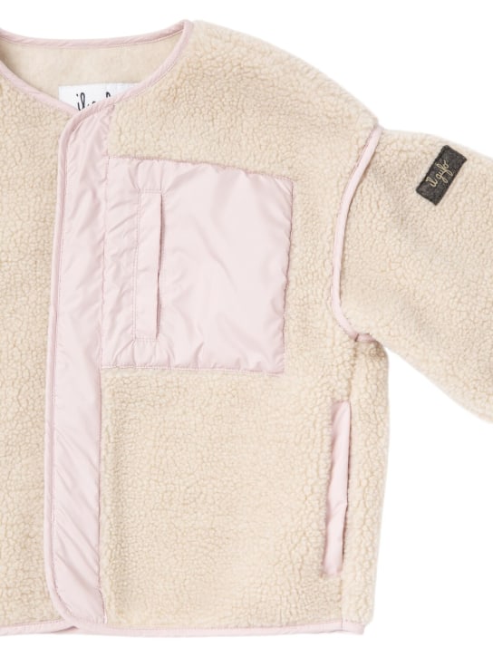Il Gufo: Teddy jacket w/ nylon insert - Beige/Pink - kids-girls_1 | Luisa Via Roma