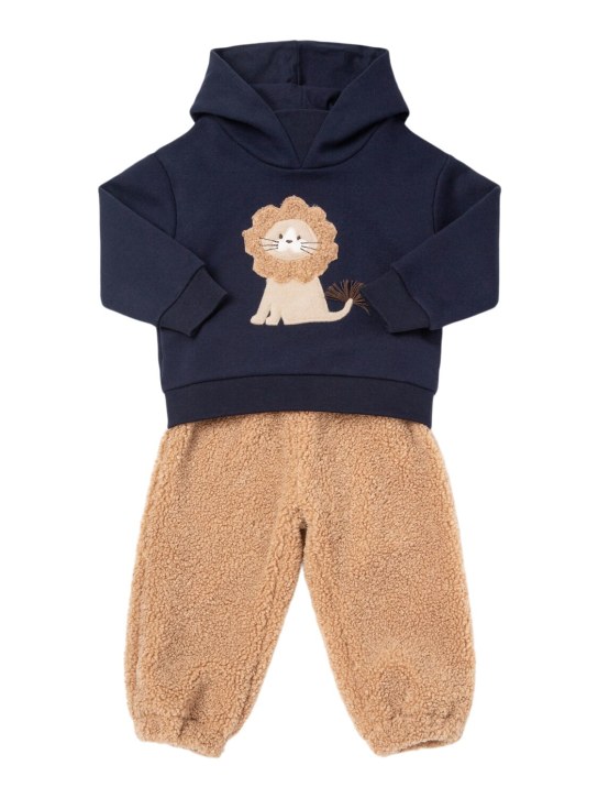 Il Gufo: Sweatshirt aus Baumwolle und Teddy-Trainingshose - Blau/Beige - kids-boys_0 | Luisa Via Roma