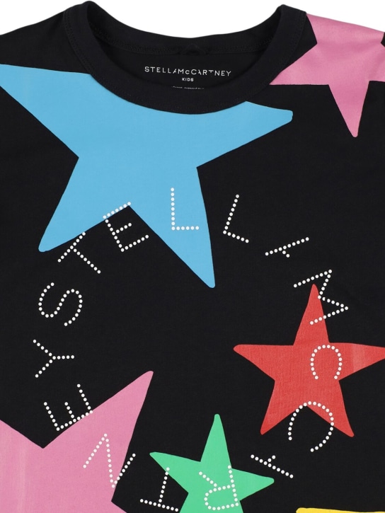 Stella Mccartney Kids: コットンジャージーTシャツ - ブラック/マルチカラー - kids-girls_1 | Luisa Via Roma