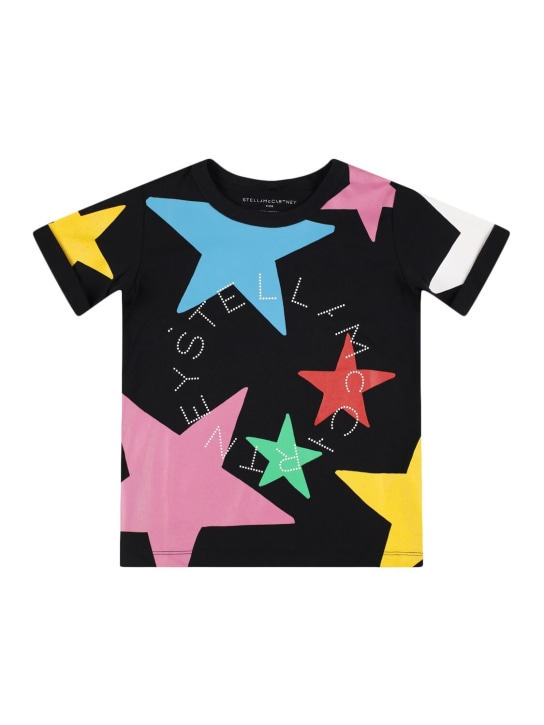 Stella Mccartney Kids: Printed cotton jersey t-shirt - Black/Multi - kids-girls_0 | Luisa Via Roma