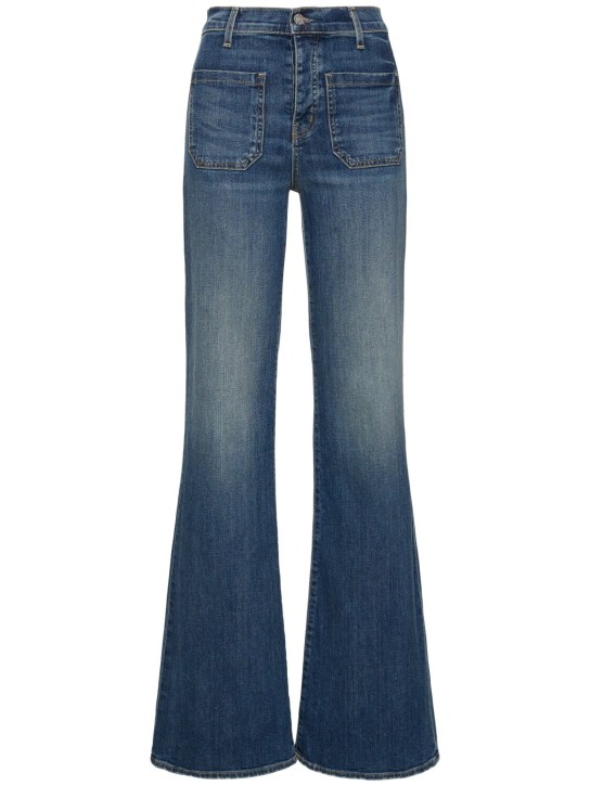 Nili Lotan: Florence cotton flare high rise jeans - Blue - women_0 | Luisa Via Roma