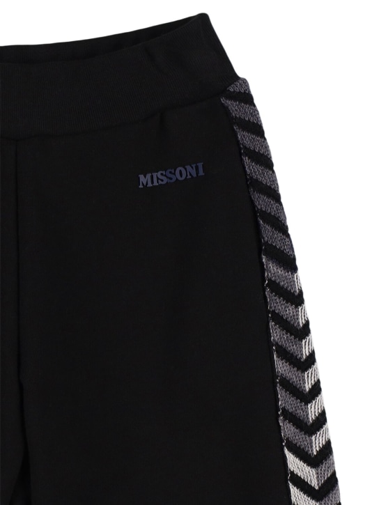 Missoni: Pantalones de jersey de algodón con bordado - Negro - kids-boys_1 | Luisa Via Roma