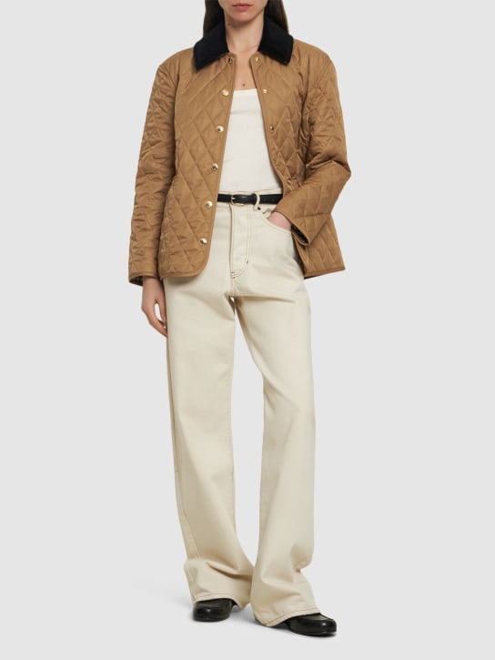 Burberry: Dranefeld quilted buttoned short jacket - Beige/Black - women_1 | Luisa Via Roma