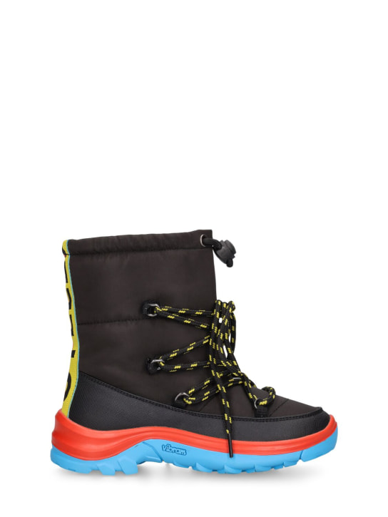 Stella Mccartney Kids: Nylon lace-up snow boots - Black - kids-boys_0 | Luisa Via Roma