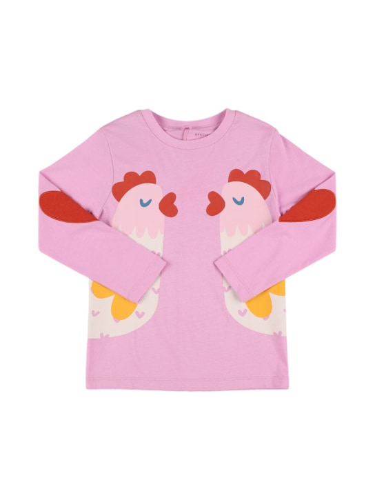 Stella Mccartney Kids: Printed cotton jersey long sleeve top - Pink - kids-girls_0 | Luisa Via Roma