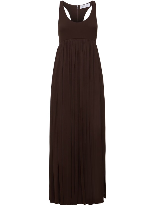 Michael Kors Collection: Stretch jersey flared long dress - Brown - women_0 | Luisa Via Roma
