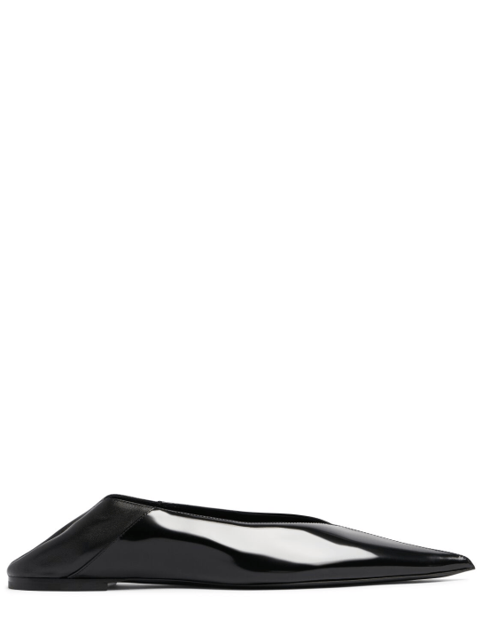 Saint Laurent: 5mm Nour leather slippers - Black - women_0 | Luisa Via Roma