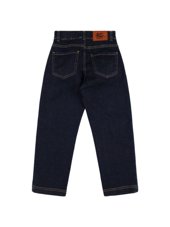 Etro: Stretch cotton jeans - Dark Blue - kids-boys_1 | Luisa Via Roma